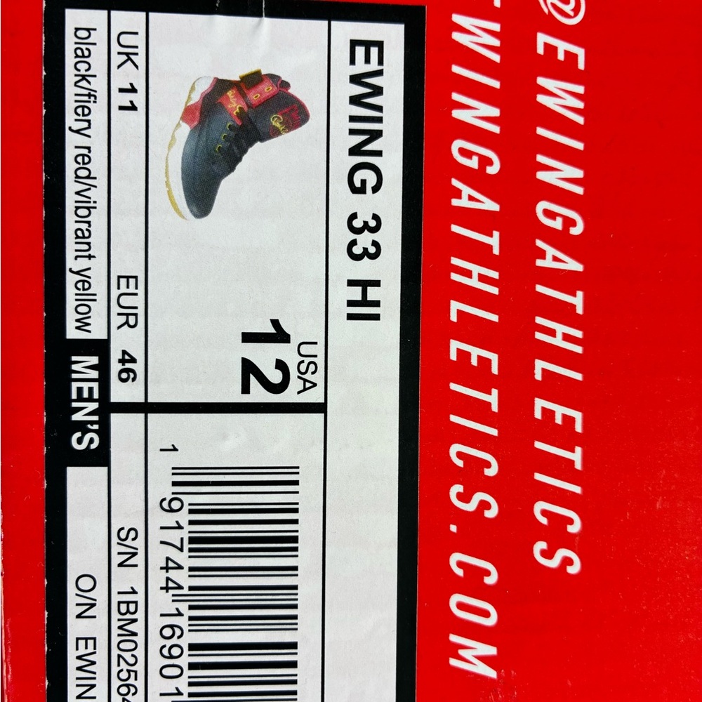 Ewing 33 Hi Black and Red Athletic Shoes